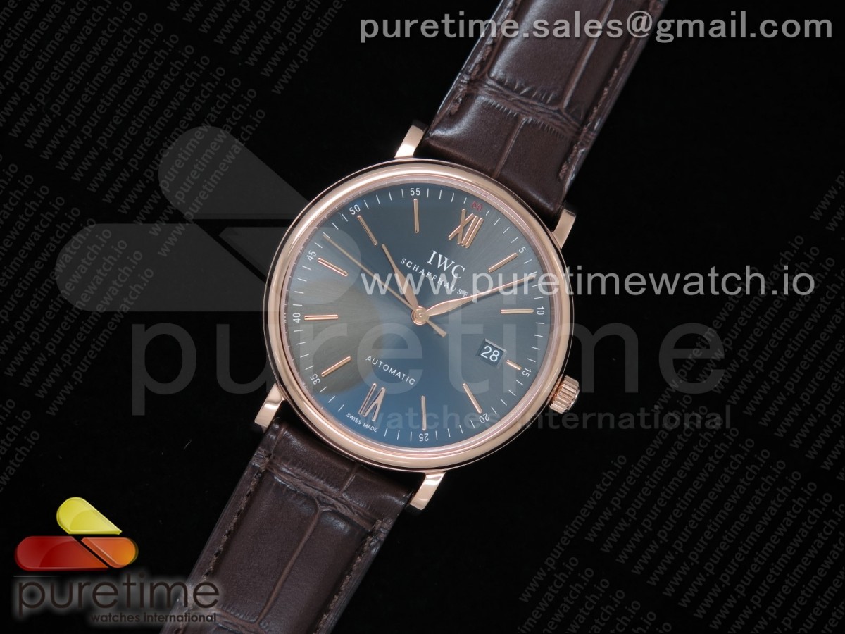 V7공장 IWC 포르토피노 로즈골드 금통 그레이다이얼 악어스트랩 Portofino Automatic RG IW356511 Gray Dial on Brown Croco Strap ETA2892