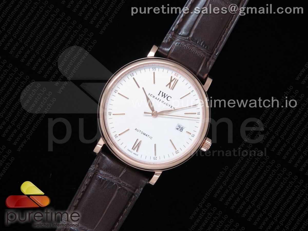 V7공장 IWC 포르토피노 로즈골드 금통 화이트다이얼 악어스트랩 Portofino Automatic RG IW356504 White Dial on Brown Croco Strap ETA2892