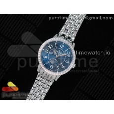 ZF공장 예거르쿨트르 랑데뷰 블루텍스쳐다이얼 브레이슬릿 Rendez-Vous Night & Day SS Blue Textured Dial Diamonds Bezel on SS Bracelet A898