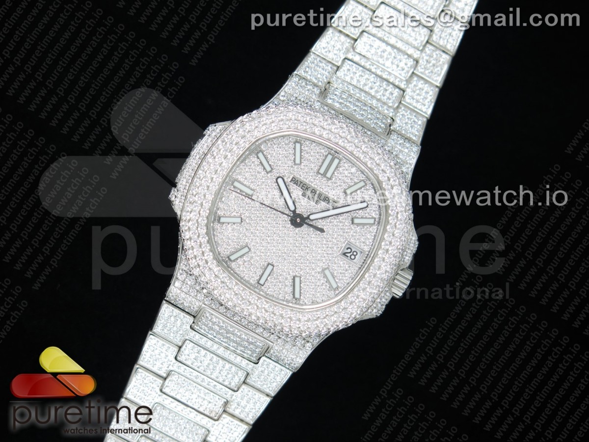 TW공장 노틸러스 올다이어모델 Nautilus Jumbo 5711 SS TWF Full Paved Diamonds Dial Case and Bracelet A324