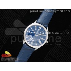 오메가 드빌 트레소르 퀴츠 블루다이얼 가죽스트랩 De Ville Tresor Quartz 36mm Ladies SS Blue Dial on Blue Leather Strap Ronda Quartz