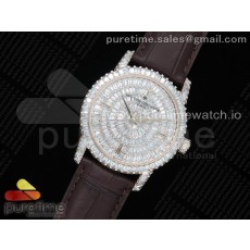 바쉐론콘스탄틴 트레디셔널 로골 풀다이어모델 가죽스트랩 Traditionnelle High Jewellery Watch RG Full Diamonds on Brown Leather Strap MIYOTA9015