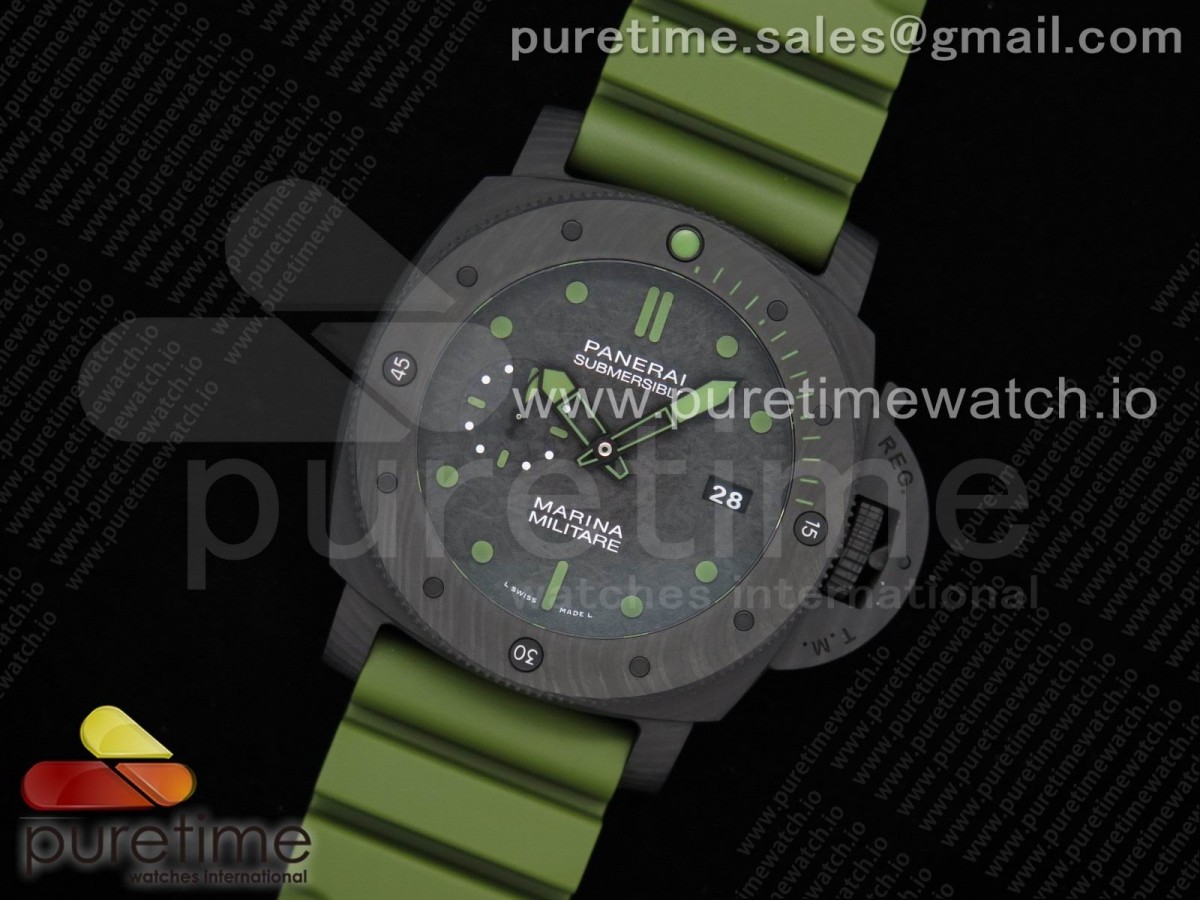 VS공장 파네라이 PAM961 카보테크 카본다이얼 러버스트랩 PAM961 Carbotech Carbon Dial on Green Rubber Strap P.9010 Clone