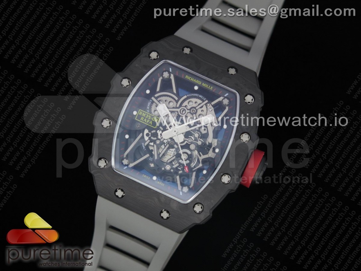 KV공장 V3 리차드밀 RM035-02 스켈레톤다이얼 러버스트랩 RM035-02 Skeleton Dial Red on Gray Rubber Strap MIYOTA8215 V3