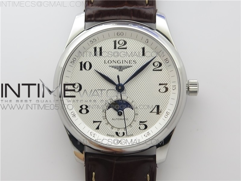 GS공장 론진 마스터 문페이즈 화이트다이얼 가죽스트랩 Master Moonphase L29094783 GSF SS White Dial On Leather Strap A899