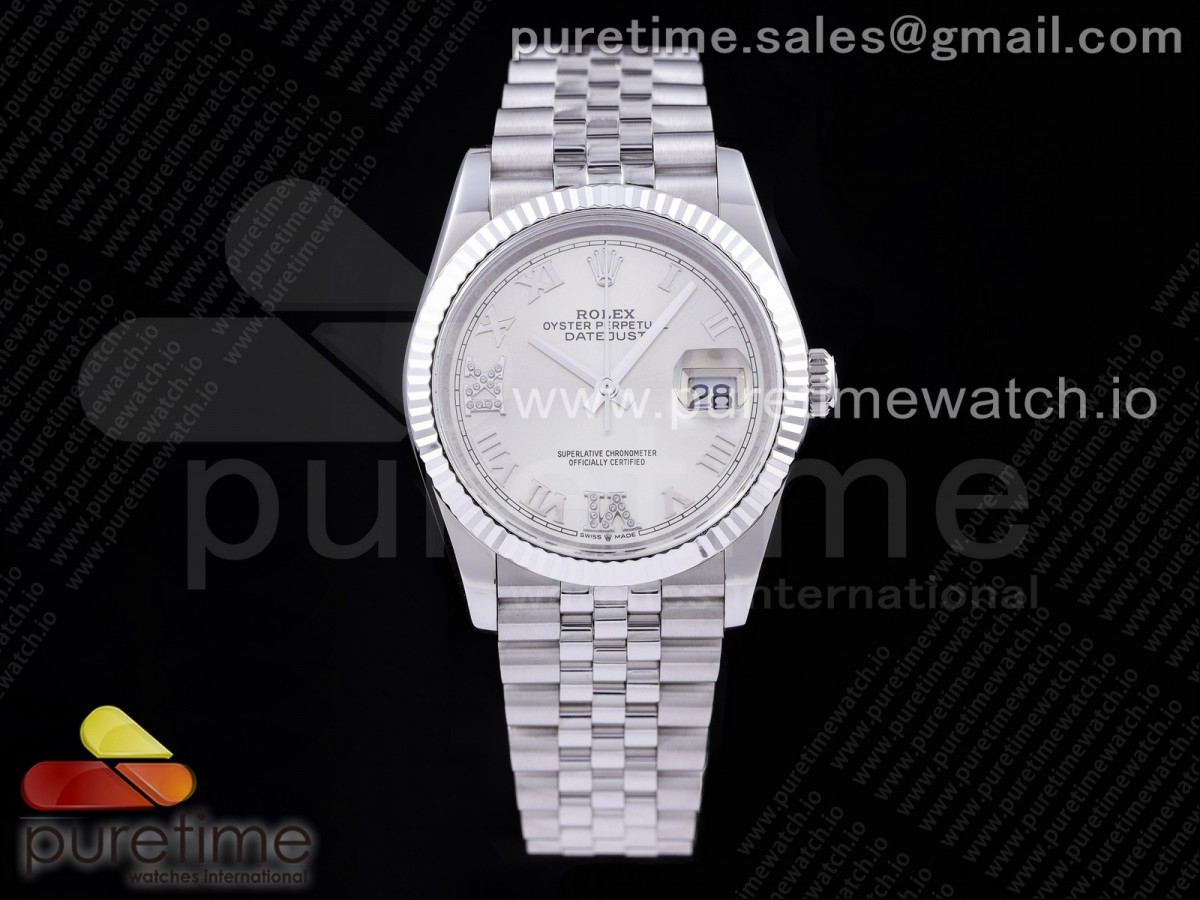 GM공장 롤렉스 데이저스트 36 실버다이얼 브레이슬릿3235 DateJust 36 SS 126234 904L Steel Silver Dial Diamond Roman Markers on Jubilee Bracelet SA3235