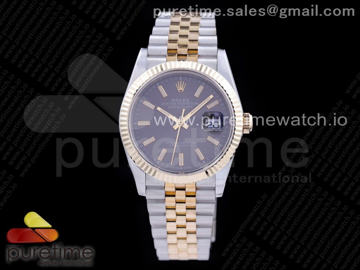 GM공장 롤렉스 데이저스트 36 옐로우골드콤비 포금 그레이다이얼 브레이슬릿 DateJust 36 SS/YG 126233 GMF Gold Wrapped 904L Steel Gray Dial Stick Markers on Jubilee Bracelet SA3235