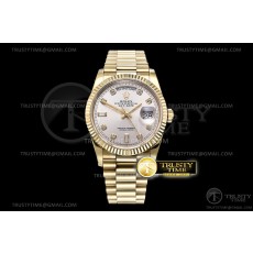 BP공장 롤렉스 데이데이트 36 옐로우골드 금통 실버다이얼 브레이슬릿 DayDate 36mm Flt Pres YG/YG Slv Wht Diam BP Asia 2836