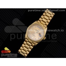 EW공장 롤렉스 데이데이트 36 옐로우골드 금통 샴페인다이얼 브레이슬릿 Day-Date 36 YG 128238 Gold Dial Crystal Markers on President Bracelet A3255