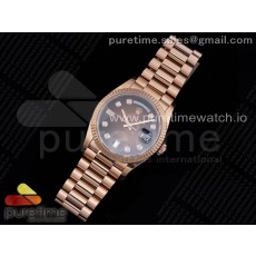 EW공장 데이데이트 36MM 로골 브라운다이얼 브레이슬릿 Day-Date 36 RG 128235 Brown Gradient Dial Crystal Markers on President Bracelet A3255