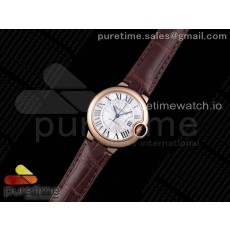 AF공장 까르띠에 발롱블루 33MM 로골 화이트다이얼 가죽스트랩 Ballon Bleu 33mm RG WhiteTextured Dial on Brown Leather Strap Cal.076