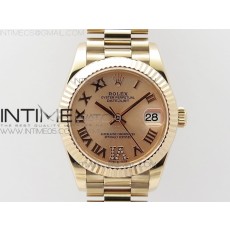 BP공장 롤렉스 데이저스트 31 로즈골드 금통 로즈골드다이얼 브레이슬릿 2813 Datejust 31mm 278275 RG RG Roman Markers Dial @6 Dia on RG President Bracelet