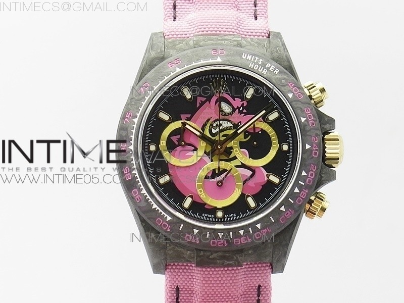 WW공장 V2 데이토나 카본 핑크다이얼 나일론스트랩 Daytona Diw Carbon V2 Black/Pink Dial On Pink Nylon Strap A7750