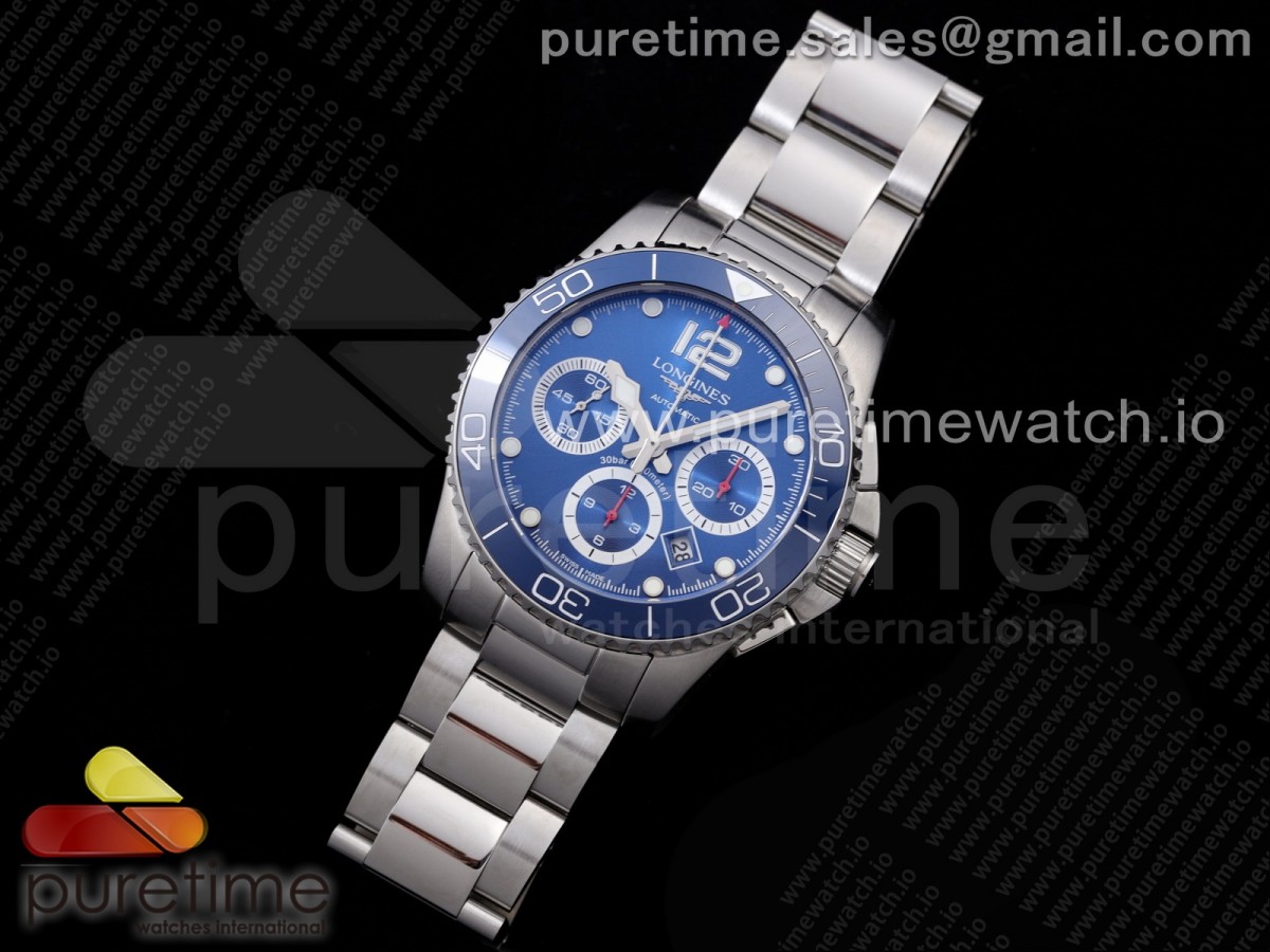 OX공장 하이드로콘퀘스트 크로노 블루다이얼 HydroConquest Chrono SS Blue Ceramic Bezel Blue Dial on SS Bracelet A7750