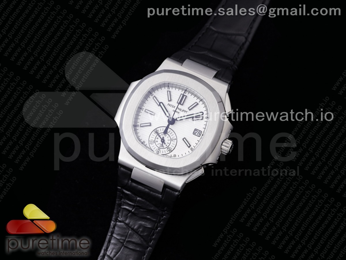 3K공장 노틸러스 화이트다이얼 가죽스트랩 Nautilus 5980 SS 3KF Best Edition White Dial on Black Leather Strap A7750