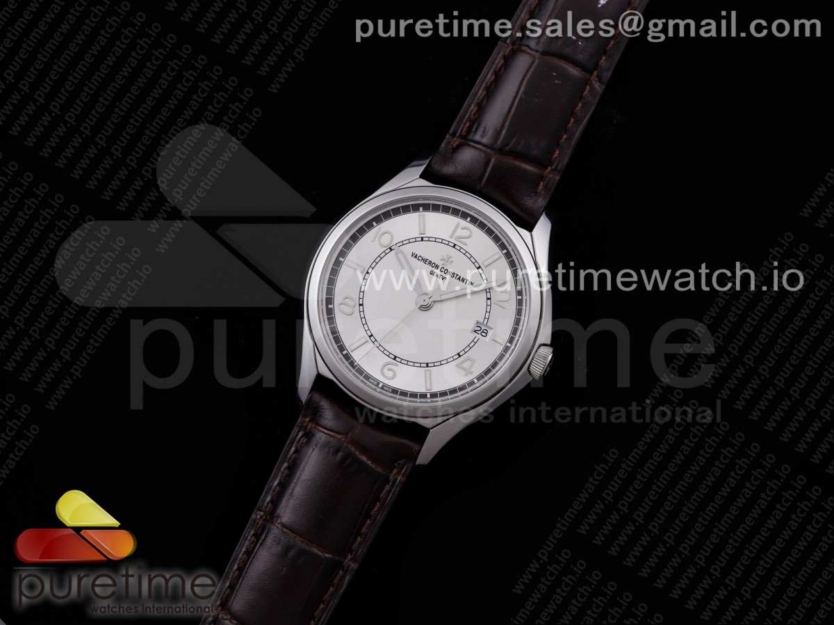 ZF공장 바쉐론콘스탄틴 피프티식스 실버다이얼 가죽스트랩 Fiftysix SS 40mm ZF 1:1 Best Edition Silver Dial on Brown Leather Strap A1326