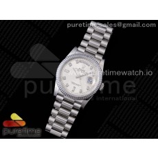 GM공장 데이데이트 36 실버다이얼 2836 Day Date 36 128239 GMF 1:1 Best Edition 904L Steel Silver Dial Diamonds Markers on Bracelet A2836