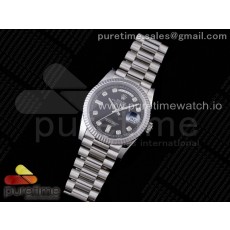 GM공장 데이데이트 36 블랙다이얼 2836 Day Date 36 128239 GMF 1:1 Best Edition 904L Steel Black Dial Diamonds Markers on Bracelet A2836