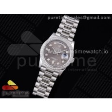 GM공장 데이데이트 36 그레이다이얼 2836 Day Date 36 128239 GMF 1:1 Best Edition 904L Steel Gray Dial Diamonds Markers and Bezel on Bracelet A2836