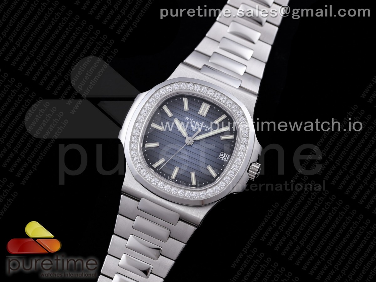 PP공장 V4 노틸러스 블루다이얼 Nautilus 5711/1A PPF 1:1 Best Edition Blue Dial Diamonds Bezel on SS Bracelet 324CS PPF공장