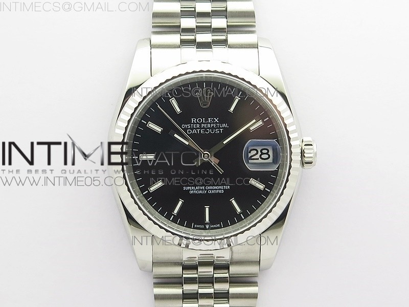 DJ공장 롤렉스 데이저스트 36 블랙다이얼 2824 Datejust 36mm 116234 904L SS DJF 1:1 Best Edition Black Dial Sticks Markers On SS Jubilee Bracelet A2824