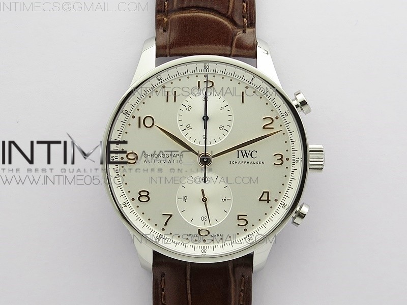 ZF공장 IWC 포르투기저 화이트다이얼 골드핸즈 브라운가죽스트랩 Portuguese IW371604 ZF V3 1:1 Best Edition SS White Dial RG Markers on Brown Leather Strap A96355