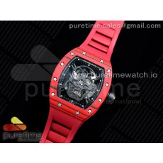 JB공장 RM052-01 뚜르비용 PVD 스켈레톤다이얼 러버 RM052-01 Tourbillon PVD Red Bezel JBF Best Edition Skeleton Dial on Red Rubber Strap