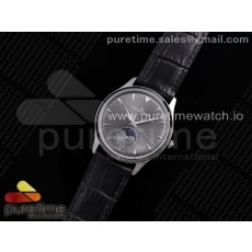 AZ공장 예거 울씬문 그레이다이얼 가죽스트랩 Master Ultra Thin Moon SS AZF 1:1 Best Edition Gray Dial on Black Leather Strap A925