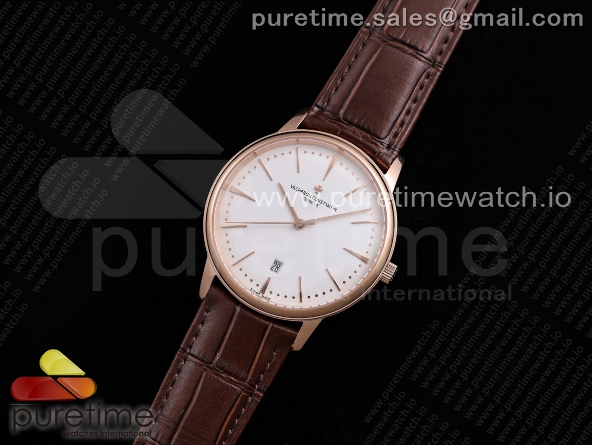 OX공장 패트리모니 로골 화이트다이얼 가죽스트랩 Patrimony Date RG OXF 1:1 Best Edition White Dial on Brown Leather Strap MIYOTA 9015