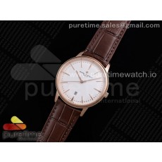 OX공장 패트리모니 로골 화이트다이얼 가죽스트랩 Patrimony Date RG OXF 1:1 Best Edition White Dial on Brown Leather Strap MIYOTA 9015