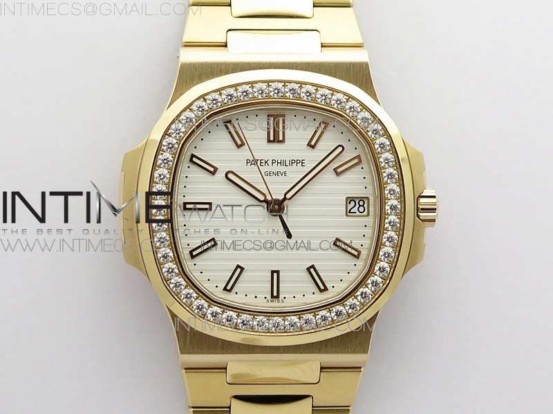 PP공장 V4 노틸러스 로골 화이트다이얼 Nautilus 5711/1R Crystal Bezel PPF V4 1:1 Best Edition White Textured Dial on RG Bracelet 324CS PPF공장