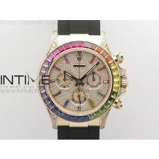 BL공장 데이토나 레인보우 로골 러버 Daytona 116595RBOW RG Rainbow Crystal BLF Best Edition Diamonds Dial on Black Rubber Strap A4130