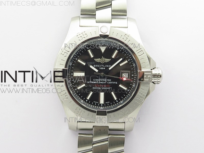 B50공장 씨울프 블랙다이얼 Seawolf 45mm SS B50 1:1 Best Edition SuperLumed Black Dial Sticks Markers on SS Bracelet A2824