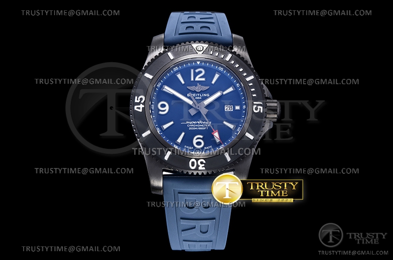 TF공장 브라이틀링 슈퍼오션 DLC 블루다이얼 러버 Superocean 44mm DLC/RU Blue TF Asia 2824