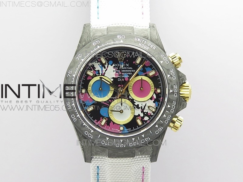 OM공장 데이토나 DIW 카본 나일론스트랩 4130 Daytona DIW Carbon OMF Best Edition Blue/Pink/White Dial on White Nylon Strap A4130