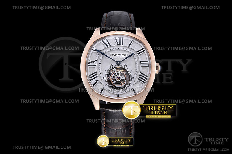 BBR공장 드라이브 뚜르비용 로골 화이트다이얼 가죽스트랩 Drive De Cartier Tourbillon RG/LE White BBR Tourbillon