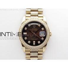 BP공장 롤렉스 데이데이트 36미리 로골 브라운다이얼 2836 Day-Date 36 128235 RG/Crystal BP Best Edition Brown Crystal Marker Dial on RG President Bracelet A2836