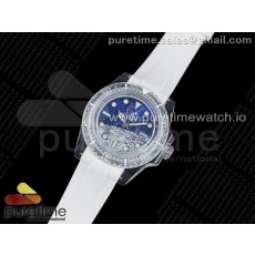 KZ공장 서브 팬텀랩 투명 블루문다이얼 러버 3135 Submariner Phantomlab Transparent KZF Best Edition Blue Moon Dial on White Rubber Strap VR3135