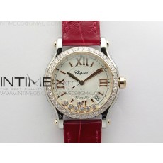 YY공장 쇼파드 해피스포츠 36미리 로즈골드콤비 화이트다이얼 가죽스트랩 HAPPY SPORT AUTOMATIC SS/RG 36MM CRYSTAL YYF 1:1 BEST EDITION WHITE DIAL ON RED LEATHER STRAP A2892