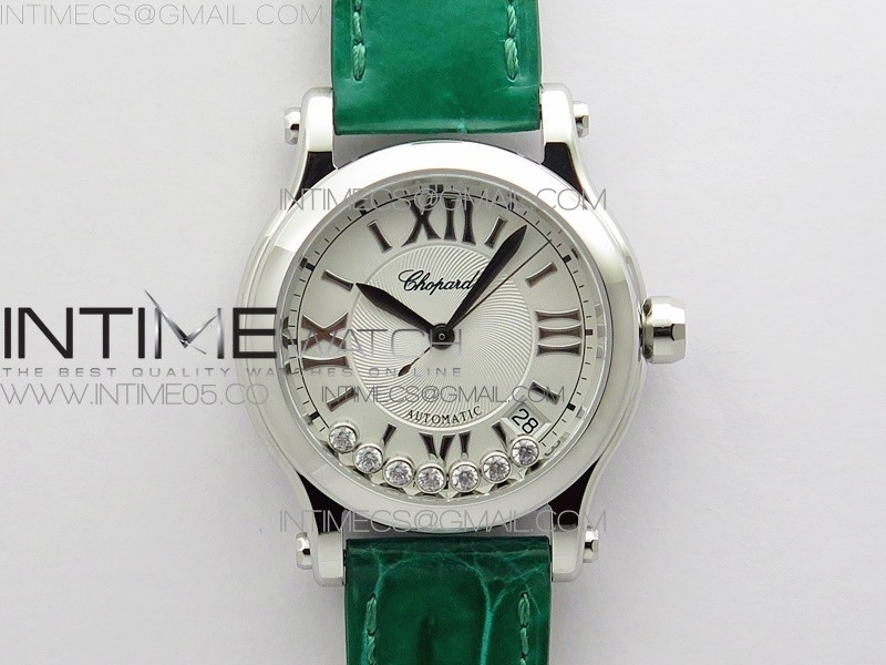 YY공장 해피스포츠 36미리 화이트다이얼 그린가죽스트랩 HAPPY SPORT AUTOMATIC SS 36MM YYF 1:1 BEST EDITION WHITE DIAL ON GREEN LEATHER STRAP A2892