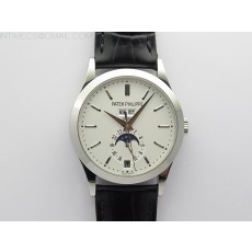 GR공장 애뉴얼 캘린더 화이트다이얼 가죽스트랩 Annual Calendar Complications 5396 SS GRF Best Edition White Dial Sticks Markers on Black leather strap A324