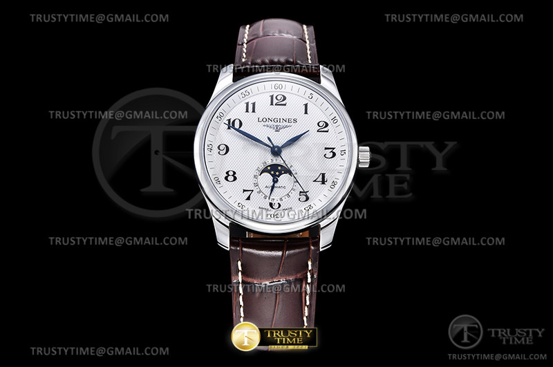 YL공장 론진 마스터컬렉션 문페이즈 스틸 화이트다이얼 가죽스트랩 Longines Master Moonphase SS/LE Wht/Num YLF A899