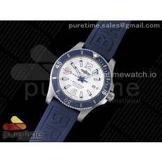 TF공장 브라이틀링 슈퍼오션 44 스틸 화이트다이얼 블루베젤 러버스트랩 Superocean Automatic 44 TF 1:1 Best Edition White Dial Blue Bezel on Blue Rubber Strap A2824