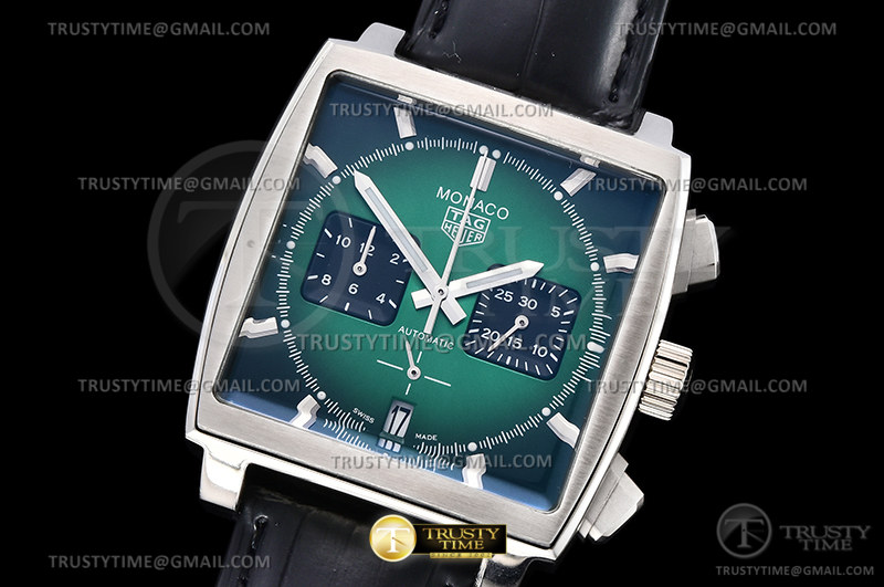 무명공장 태그호이어 모나코 크로노그래프 그린옴브르다이얼 가죽스트랩 Tag Monaco Chronograph SS/LE Green Jap VK64A