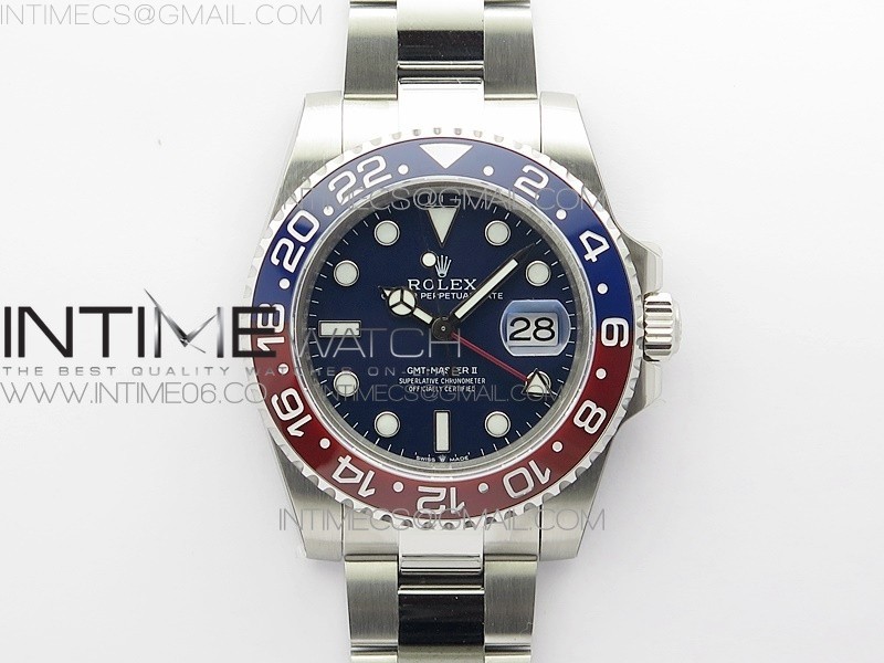 BP공장 롤렉스 GMT마스터2 펩시 블루다이얼 오이스터브레이슬릿 GMT-Master II 116719 BLNR Red/Blue Ceramic 904L BP 1:1 Best Edition Blue Dial On VR3285 (Correct Hand Stack)