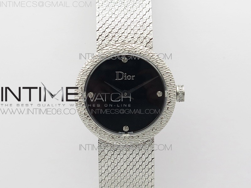 8848공장 디올 라 디 드 디올 스틸 블랙다이얼 브레이슬릿 La D de dior Satine SS Case 8848F 1:1 Best Edition Black Dial on SS bracelet Swiss Quartz