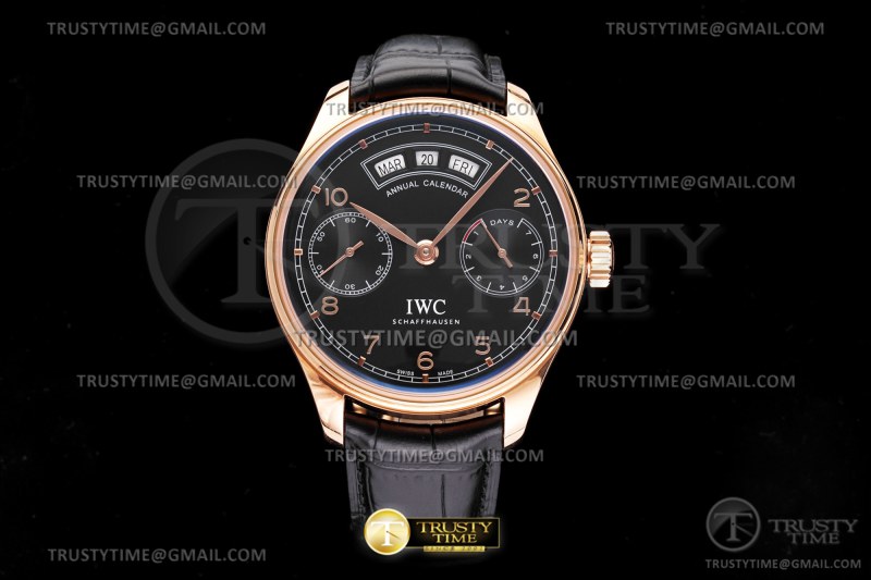 AZ공장 IWC 포르투기저 애뉴얼캘린더 로즈골드금통 블랙다이얼 가죽스트랩 Portugieser Annual Cal RG/LE Blk/RG AZF A52850