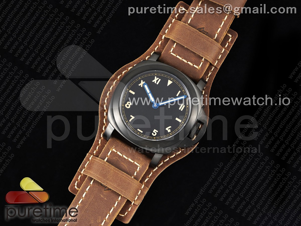 HW공장 파네라이 PAM779 PVD블랙케이스 블랙다이얼 가죽분트스트랩 PAM779 Luminor California PVD HWF 1:1 Best Edition on Brown Leather Strap A6497