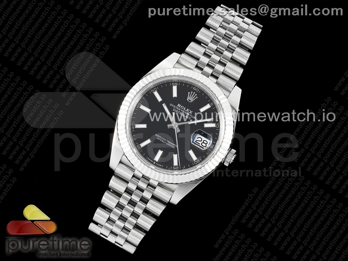 WF공장 롤렉스 데이저스트 41 스틸 블랙다이얼 플루티드베젤 쥬빌레브레이슬릿 DateJust 41 126334 WF 1:1 Best Edition 904L Steel Black Stick Dial on Jubilee Bracelet VR3235