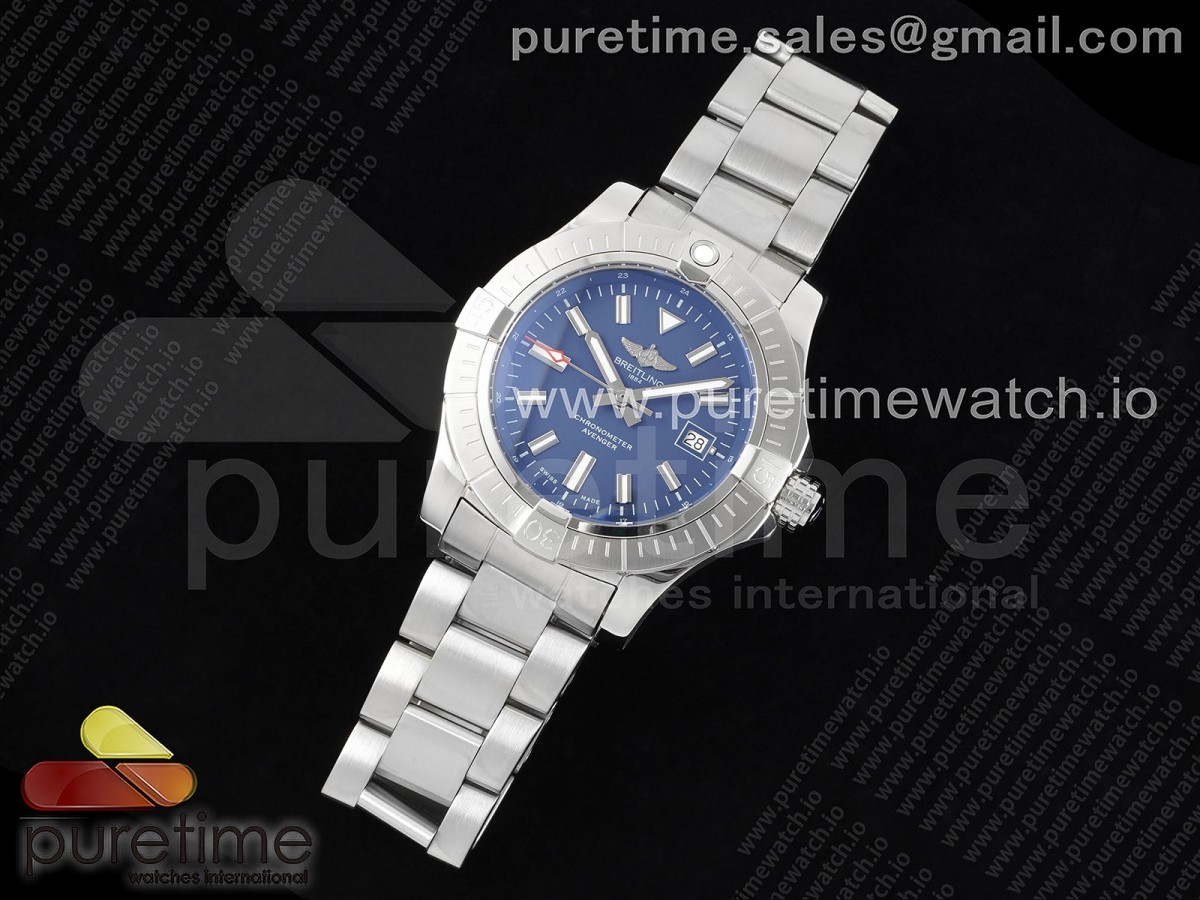 TF공장 브라이틀링 어벤져 43 스틸 블루다이얼 브레이슬릿 Avenger Automatic 43mm SS TF 1:1 Best Edition Blue Dial on SS Bracelet A2824